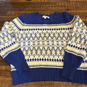 LOFT Geo Fair Isle Mock Neck Sweater